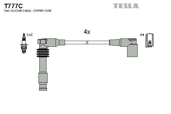 TESLA Комплект проводов зажигания T777C