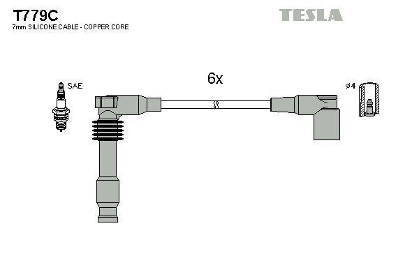 TESLA Комплект проводов зажигания T779C