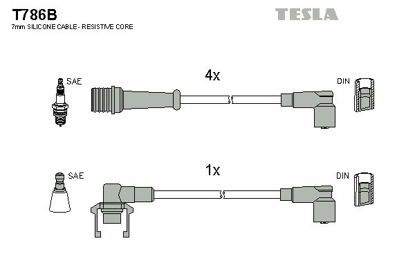 TESLA Augstsprieguma vadu komplekts T786B