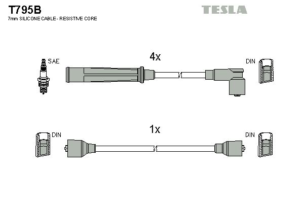 TESLA Комплект проводов зажигания T795B