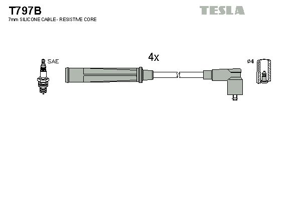 TESLA Комплект проводов зажигания T797B