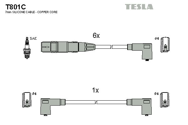 TESLA Augstsprieguma vadu komplekts T801C