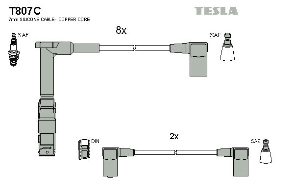 TESLA Комплект проводов зажигания T807C