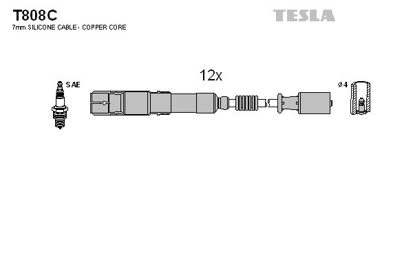 TESLA Комплект проводов зажигания T808C