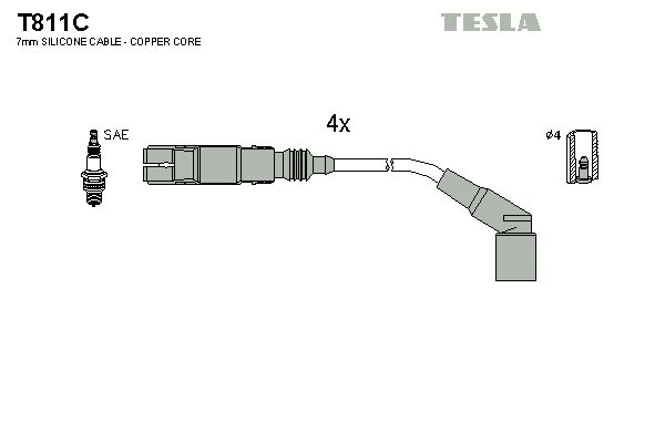 TESLA Комплект проводов зажигания T811C