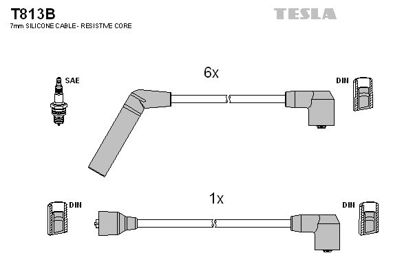 TESLA Комплект проводов зажигания T813B