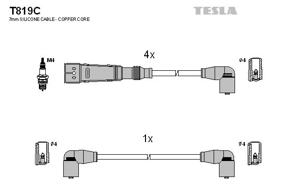TESLA Комплект проводов зажигания T819C