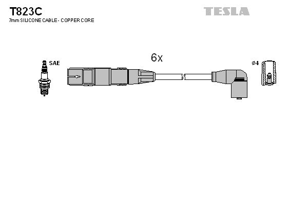 TESLA Комплект проводов зажигания T823C