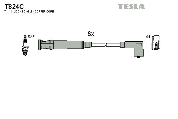 TESLA Комплект проводов зажигания T824C