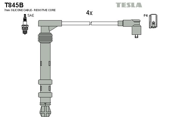 TESLA Augstsprieguma vadu komplekts T845B