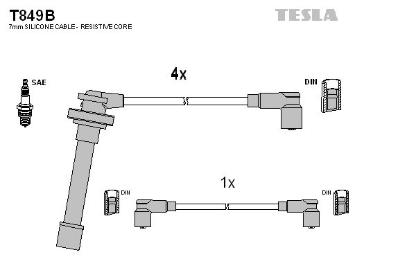 TESLA Комплект проводов зажигания T849B