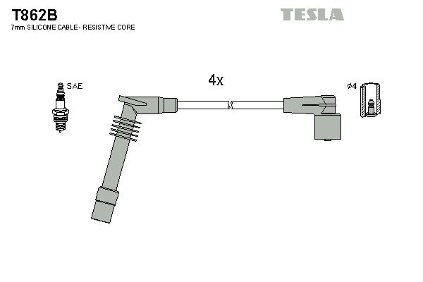 TESLA Комплект проводов зажигания T862B