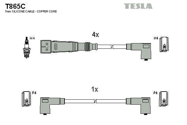 TESLA Комплект проводов зажигания T865C