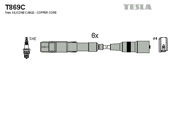 TESLA Комплект проводов зажигания T869C