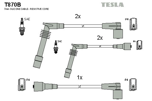 TESLA Комплект проводов зажигания T870B