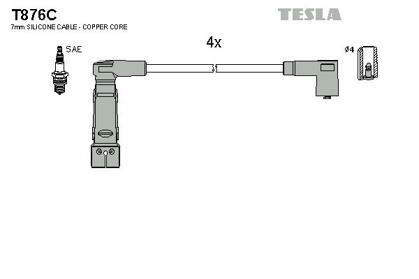 TESLA Комплект проводов зажигания T876C