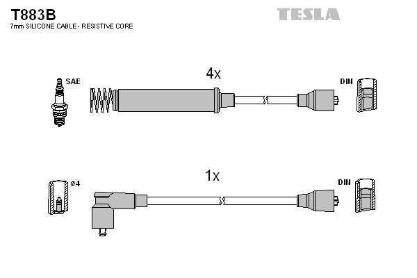 TESLA Augstsprieguma vadu komplekts T883B