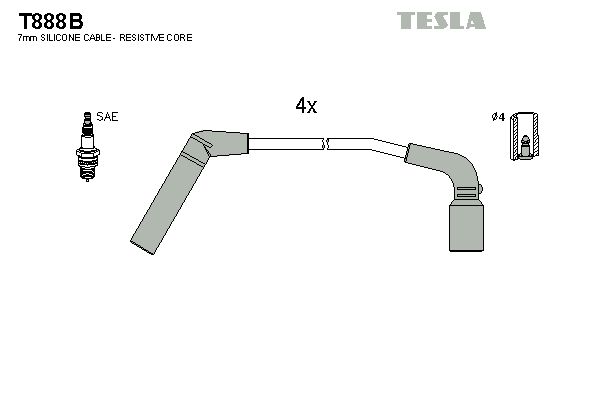 TESLA Augstsprieguma vadu komplekts T888B