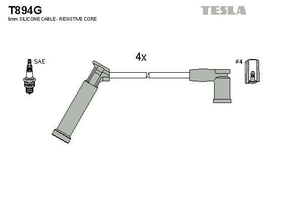 TESLA Augstsprieguma vadu komplekts T894G