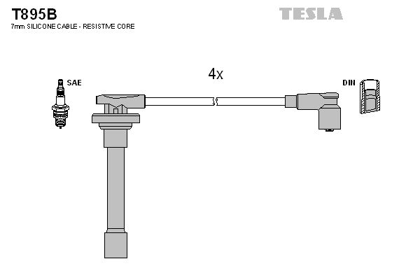 TESLA Комплект проводов зажигания T895B