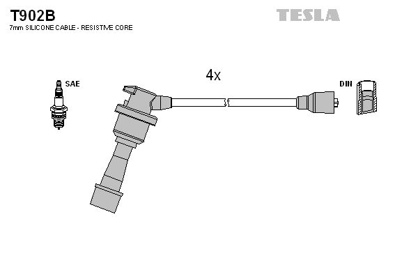 TESLA Комплект проводов зажигания T902B