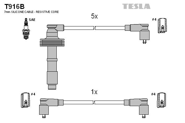 TESLA Комплект проводов зажигания T916B