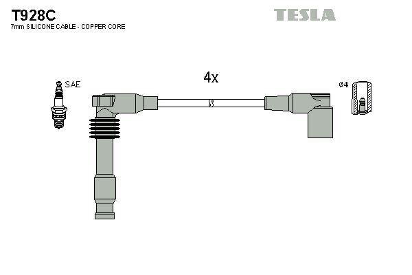 TESLA Комплект проводов зажигания T928C