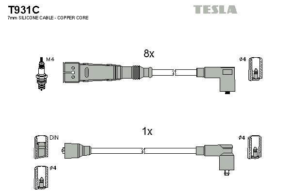 TESLA Augstsprieguma vadu komplekts T931C