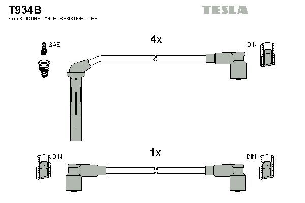 TESLA Комплект проводов зажигания T934B