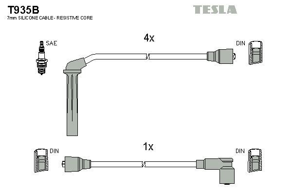 TESLA Комплект проводов зажигания T935B