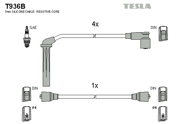 TESLA Комплект проводов зажигания T936B