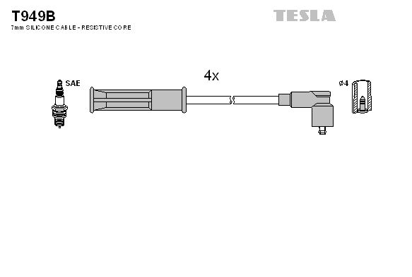 TESLA Комплект проводов зажигания T949B