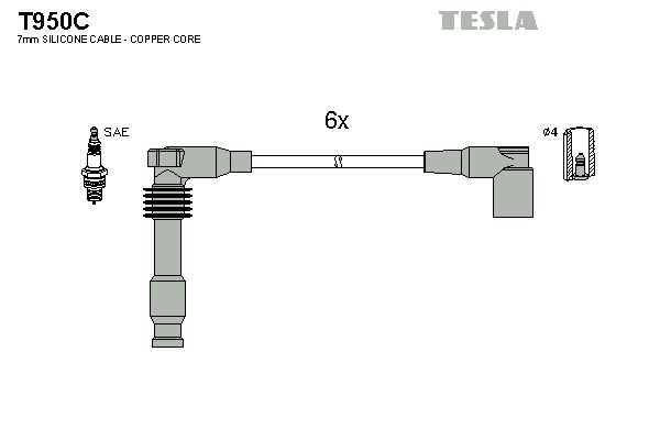 TESLA Комплект проводов зажигания T950C