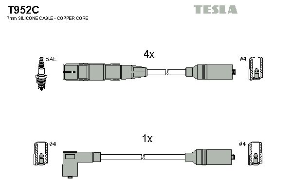 TESLA Комплект проводов зажигания T952C