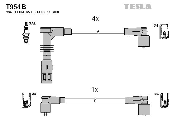 TESLA Комплект проводов зажигания T954B