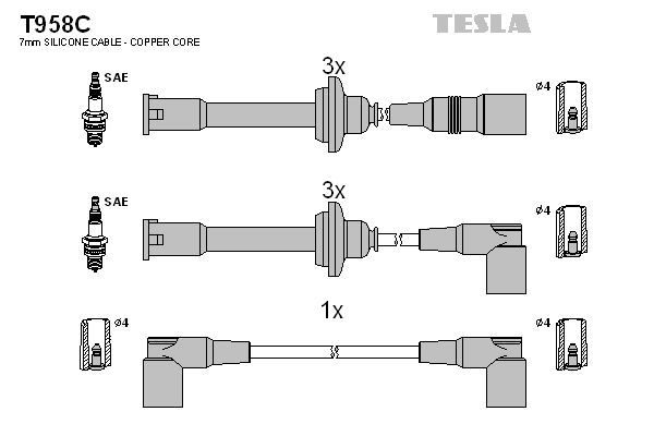 TESLA Комплект проводов зажигания T958C