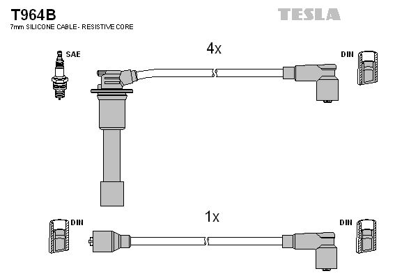 TESLA Комплект проводов зажигания T964B