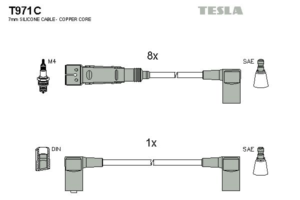 TESLA Комплект проводов зажигания T971C