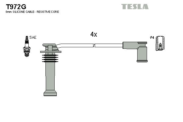 TESLA Комплект проводов зажигания T972G