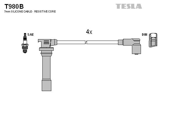 TESLA Комплект проводов зажигания T980B