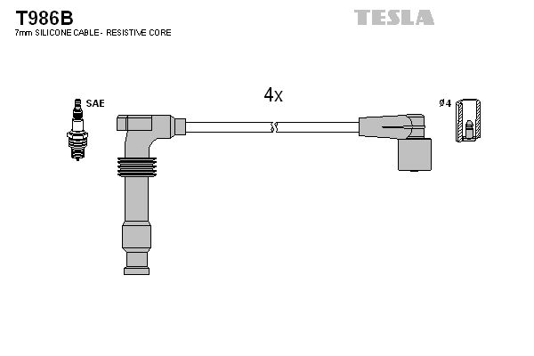 TESLA Комплект проводов зажигания T986B