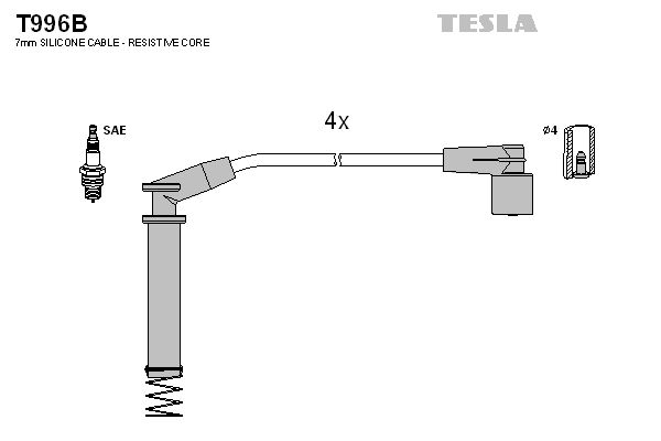 TESLA Комплект проводов зажигания T996B