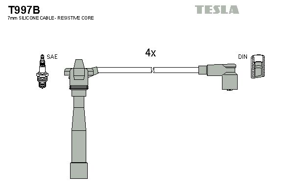 TESLA Комплект проводов зажигания T997B