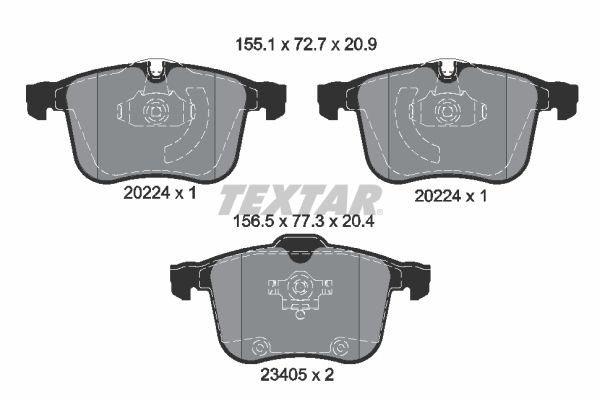 TEXTAR Комплект тормозных колодок, дисковый тормоз 2022401