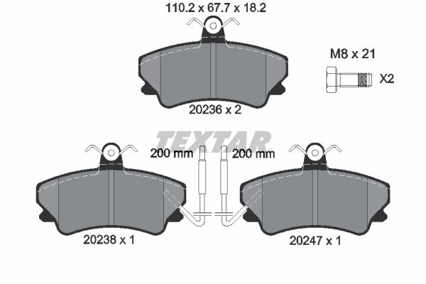 TEXTAR Комплект тормозных колодок, дисковый тормоз 2023602