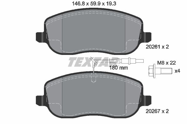 TEXTAR Комплект тормозных колодок, дисковый тормоз 2026101