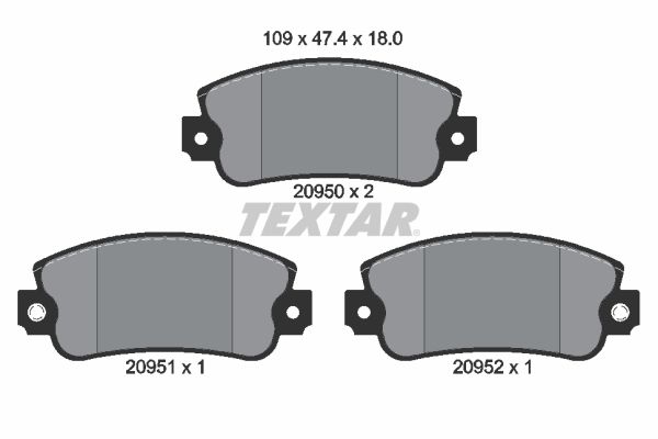 TEXTAR Комплект тормозных колодок, дисковый тормоз 2095006