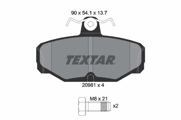 TEXTAR Комплект тормозных колодок, дисковый тормоз 2098101