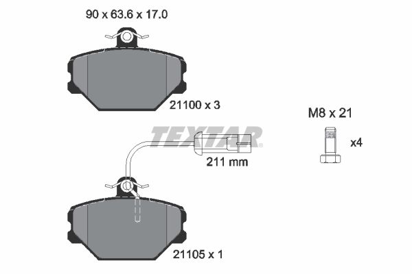 TEXTAR Комплект тормозных колодок, дисковый тормоз 2110005