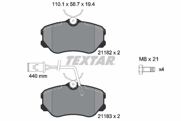 TEXTAR Комплект тормозных колодок, дисковый тормоз 2118204